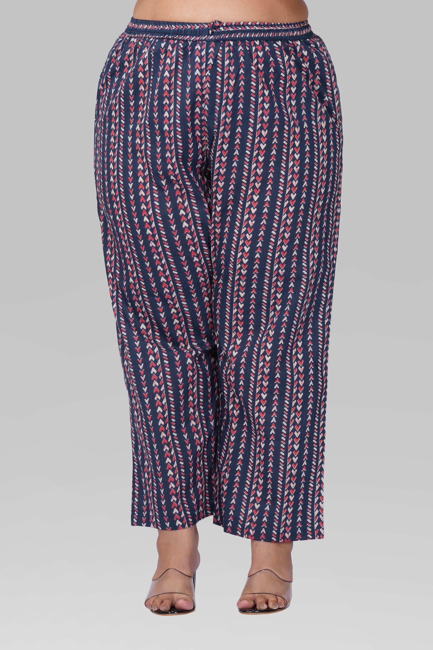 Dark Navy Plus Size Cotton Printed Pyjama Set