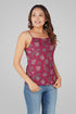 Dark Pink Cotton Printed Strap Top