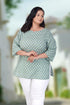 Dark Sea Green Plus Size Cotton Printed Kurti