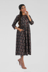 Dark Blue Cotton Printed Midi Dress