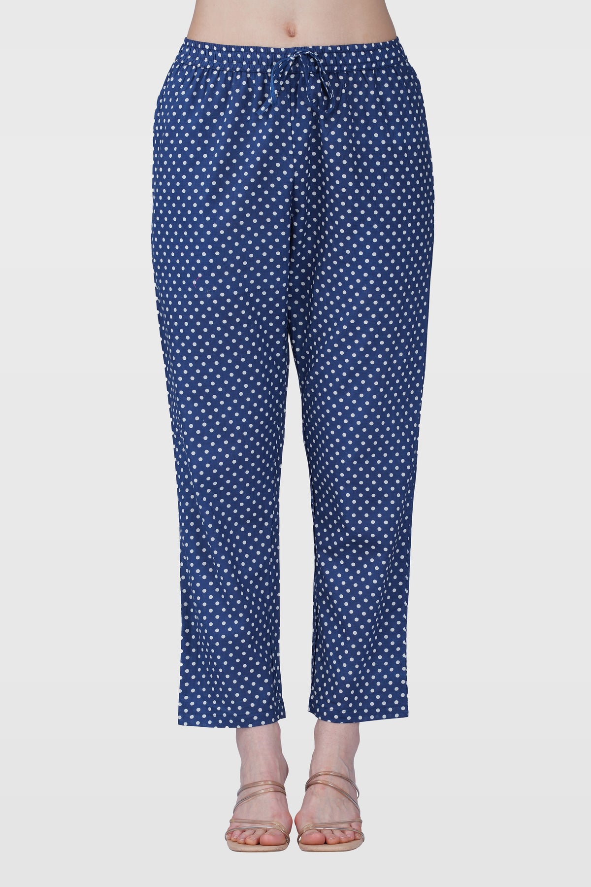 Dark Blue Cotton Printed Pyjama Set