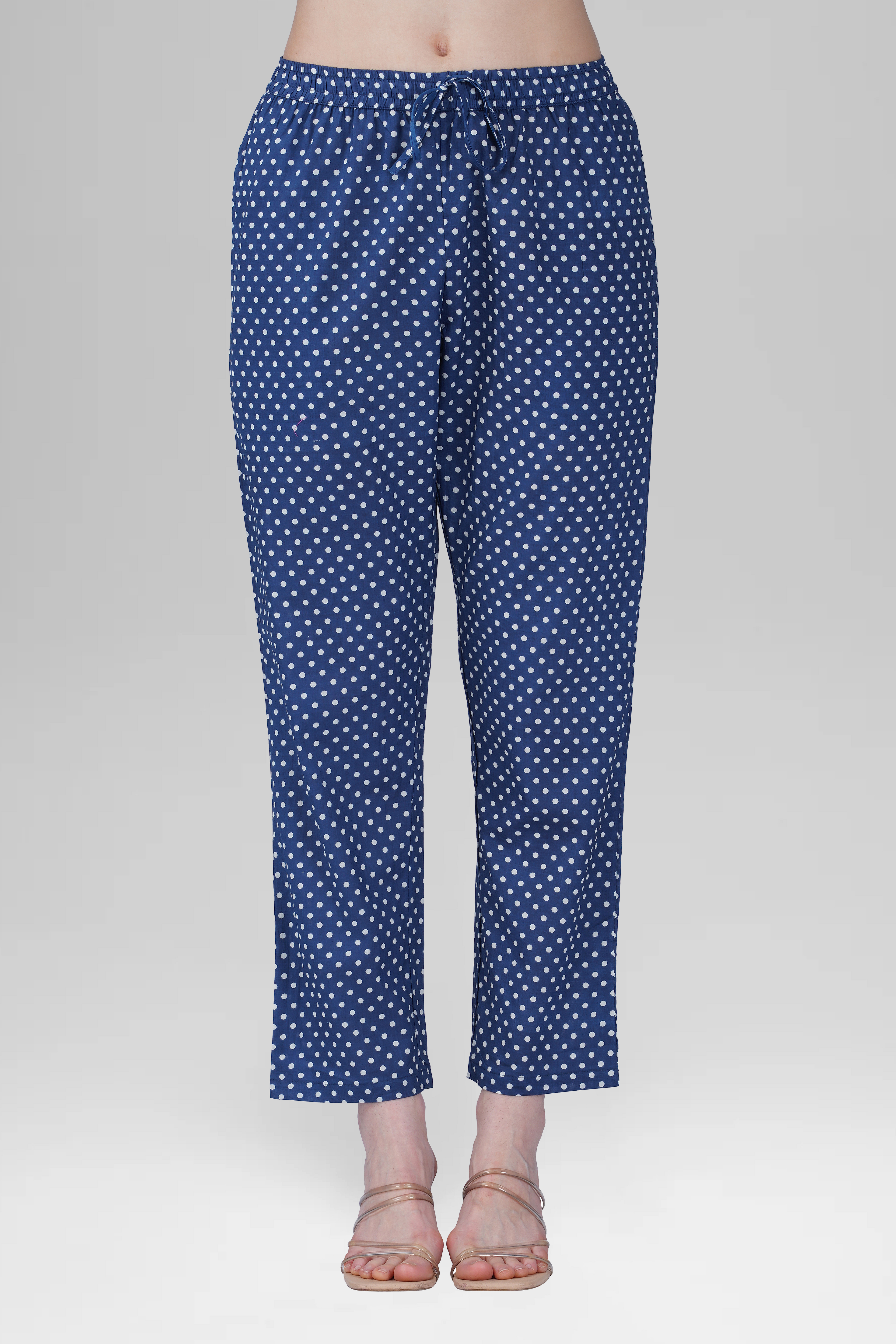 Dark Blue Cotton Printed Pyjama Set
