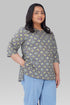 Dark Brown Plus Size Cotton Printed Kurti