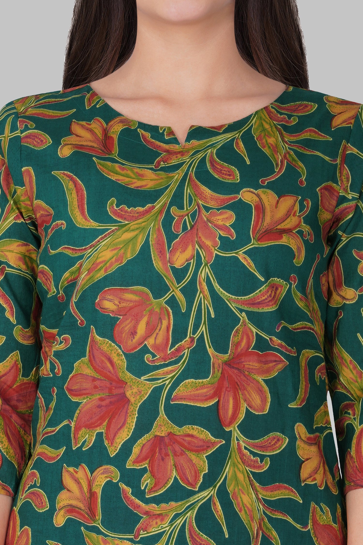 Dark Green Cotton Printed Pyjama Set