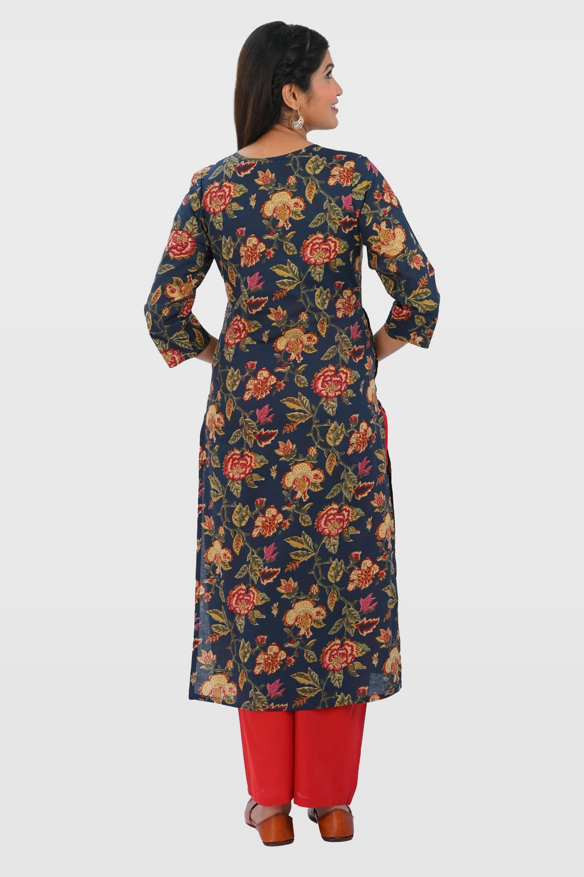 Dark Imperial Blue Cotton Printed Kurta Set
