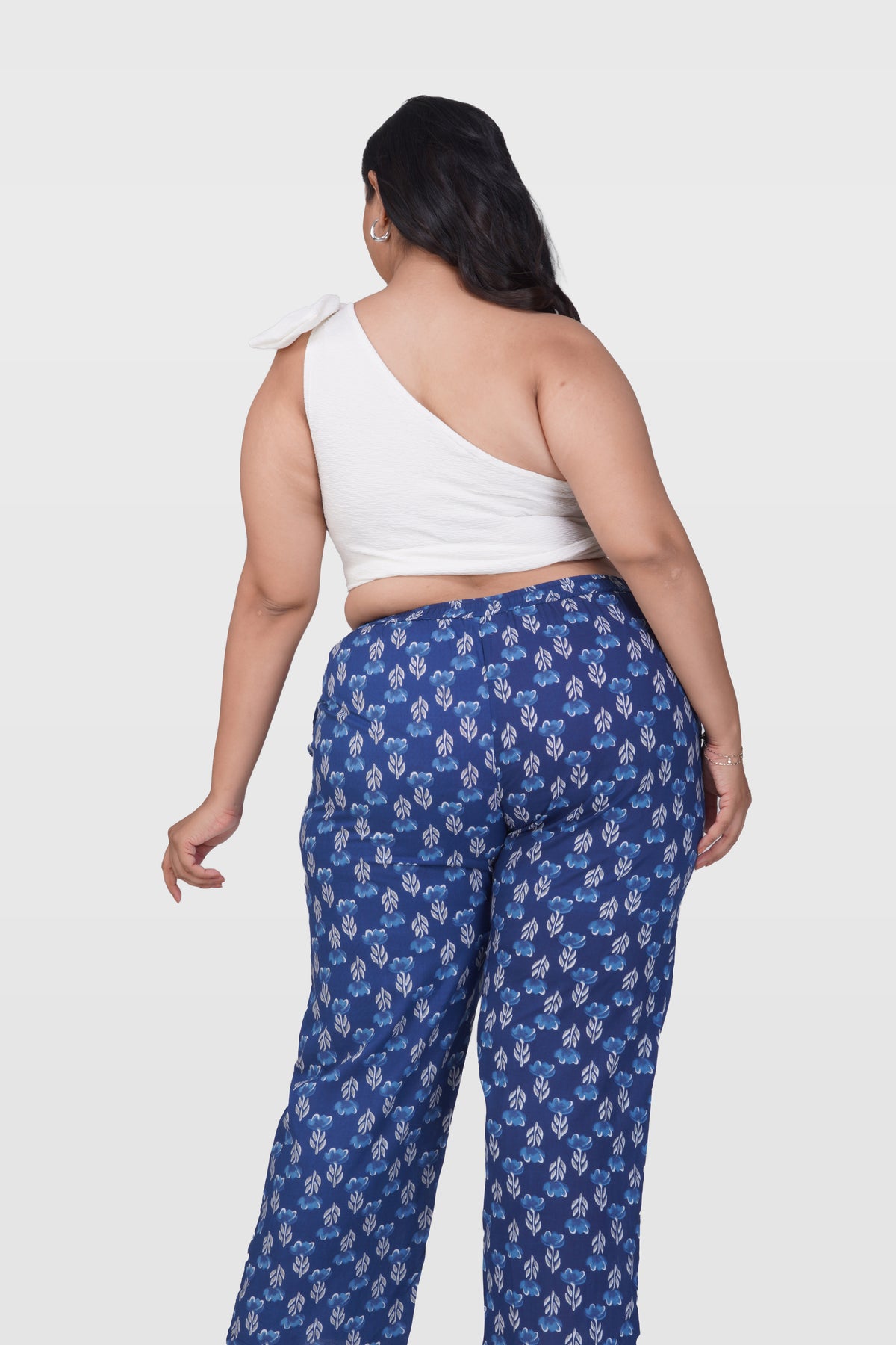 Dark Midnight Blue Plus Size Cotton Printed Bottom