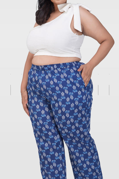 Dark Midnight Blue Plus Size Cotton Printed Bottom
