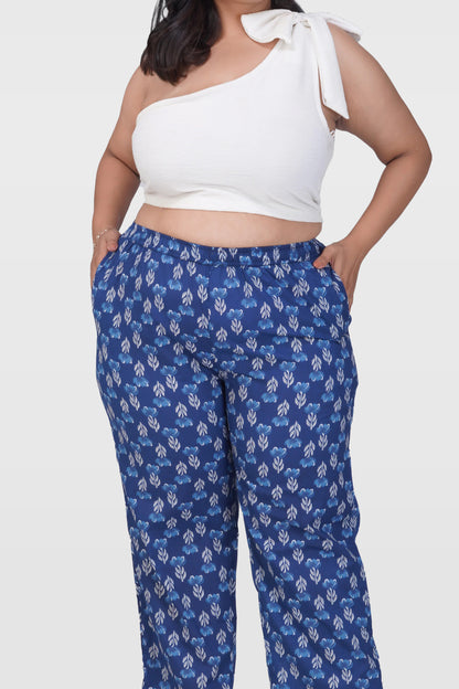 Dark Midnight Blue Plus Size Cotton Printed Bottom