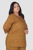 Dark Mustard Plus Size Cotton Printed Pyjama Set
