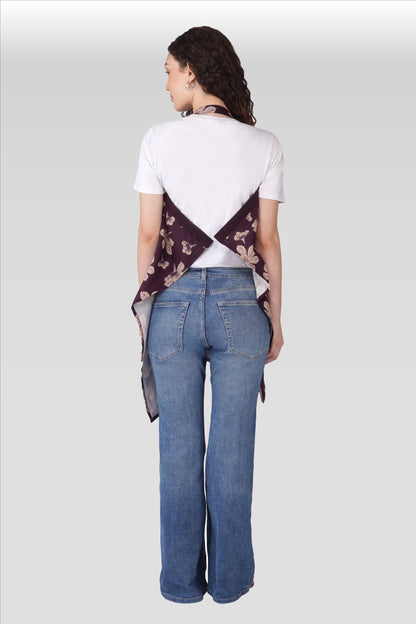 Dark Purple Cotton Printed Feeding Apron