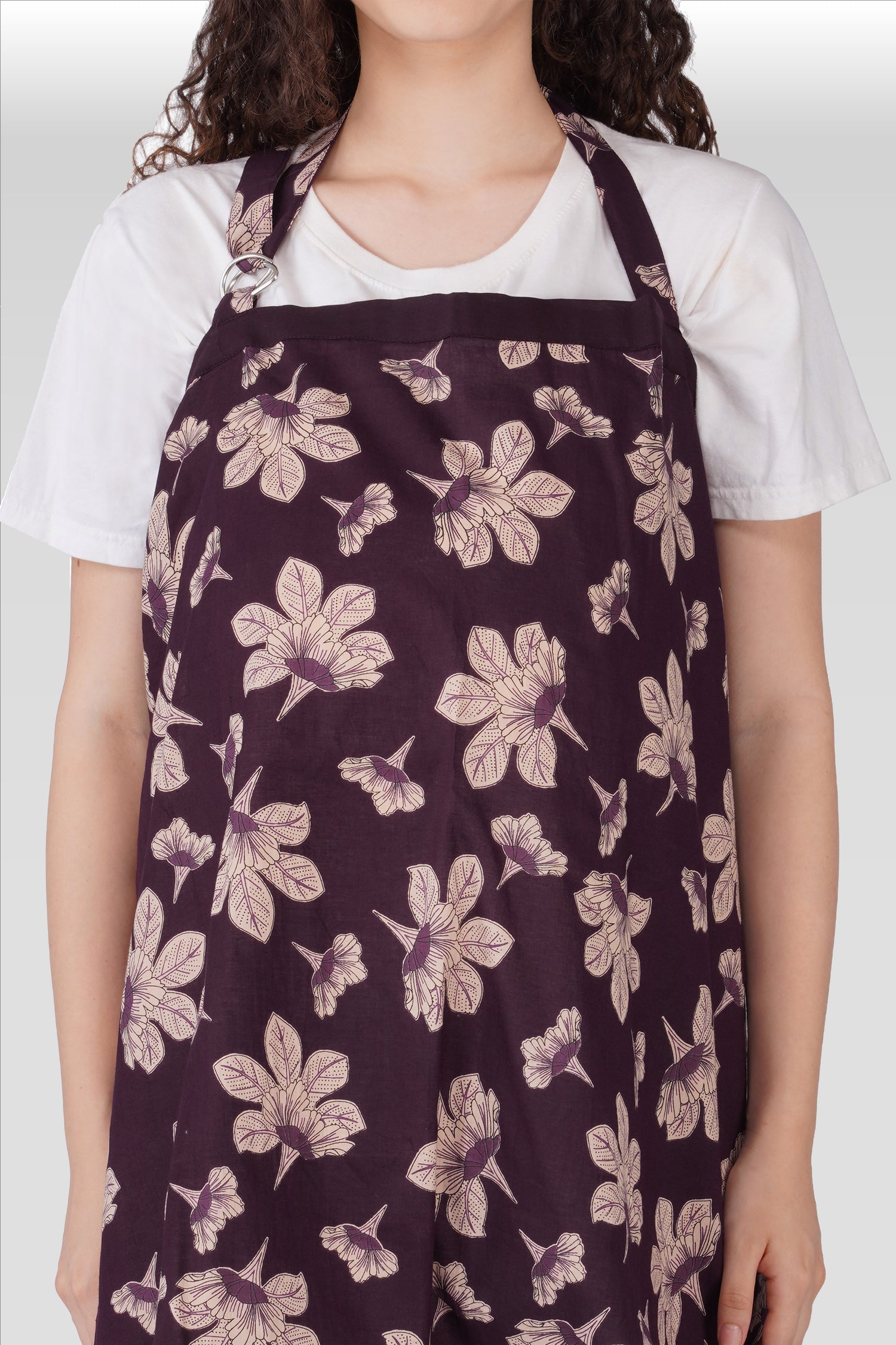 Dark Purple Cotton Printed Feeding Apron