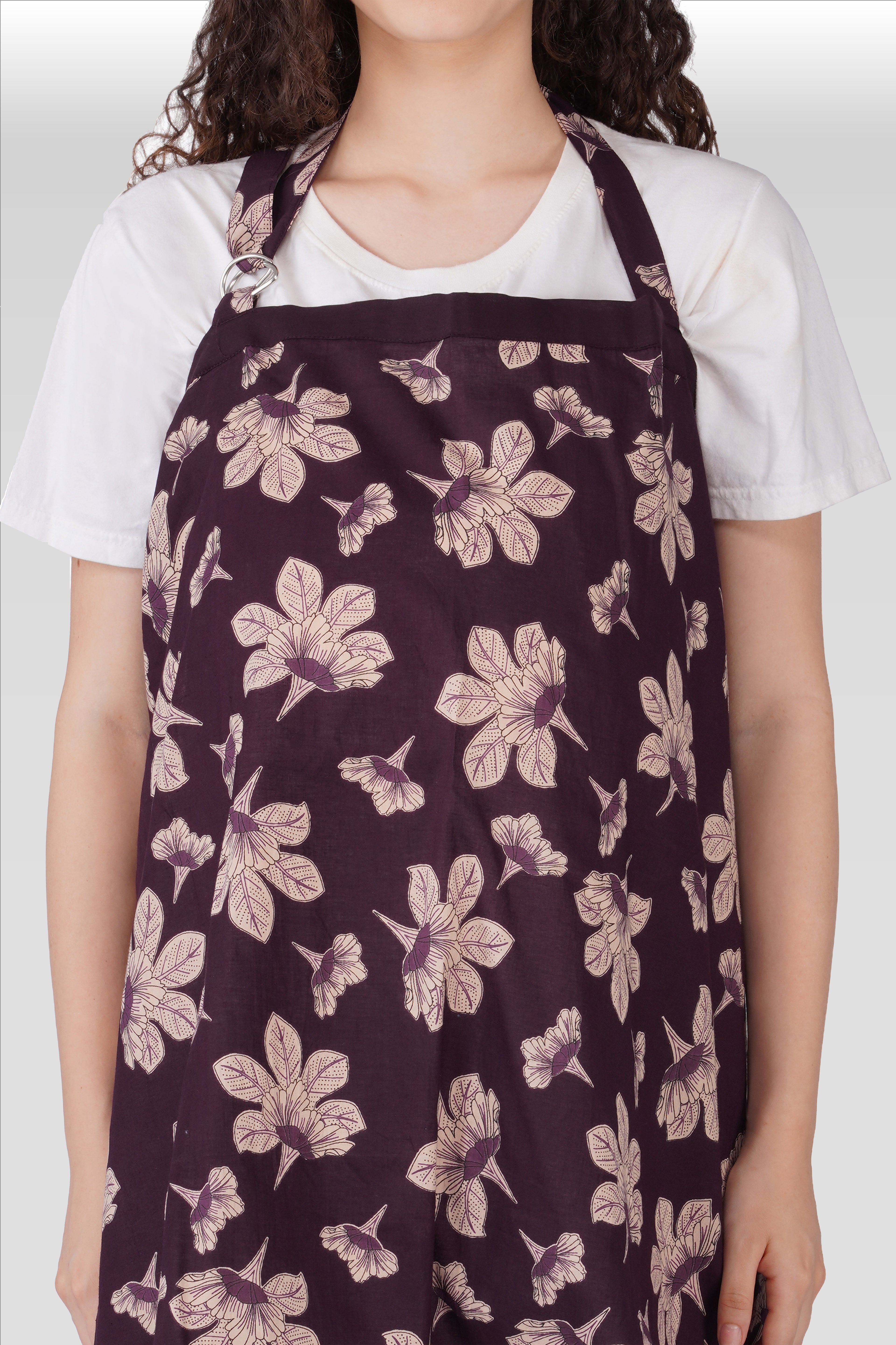 Dark Purple Cotton Printed Feeding Apron