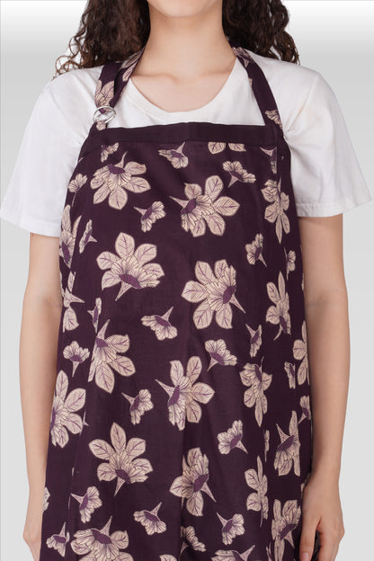 Dark Purple Cotton Printed Feeding Apron