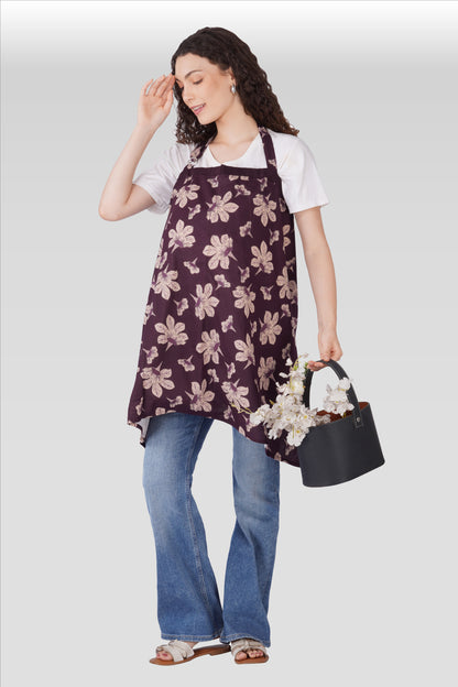 Dark Purple Cotton Printed Feeding Apron