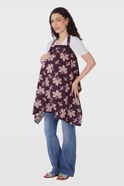 Dark Purple Cotton Printed Feeding Apron
