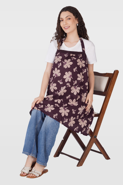 Dark Purple Cotton Printed Feeding Apron
