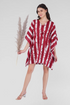 Dark Red Cotton Printed Kaftan Top