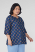 Dark Sapphire Plus Size Cotton Printed Kurti