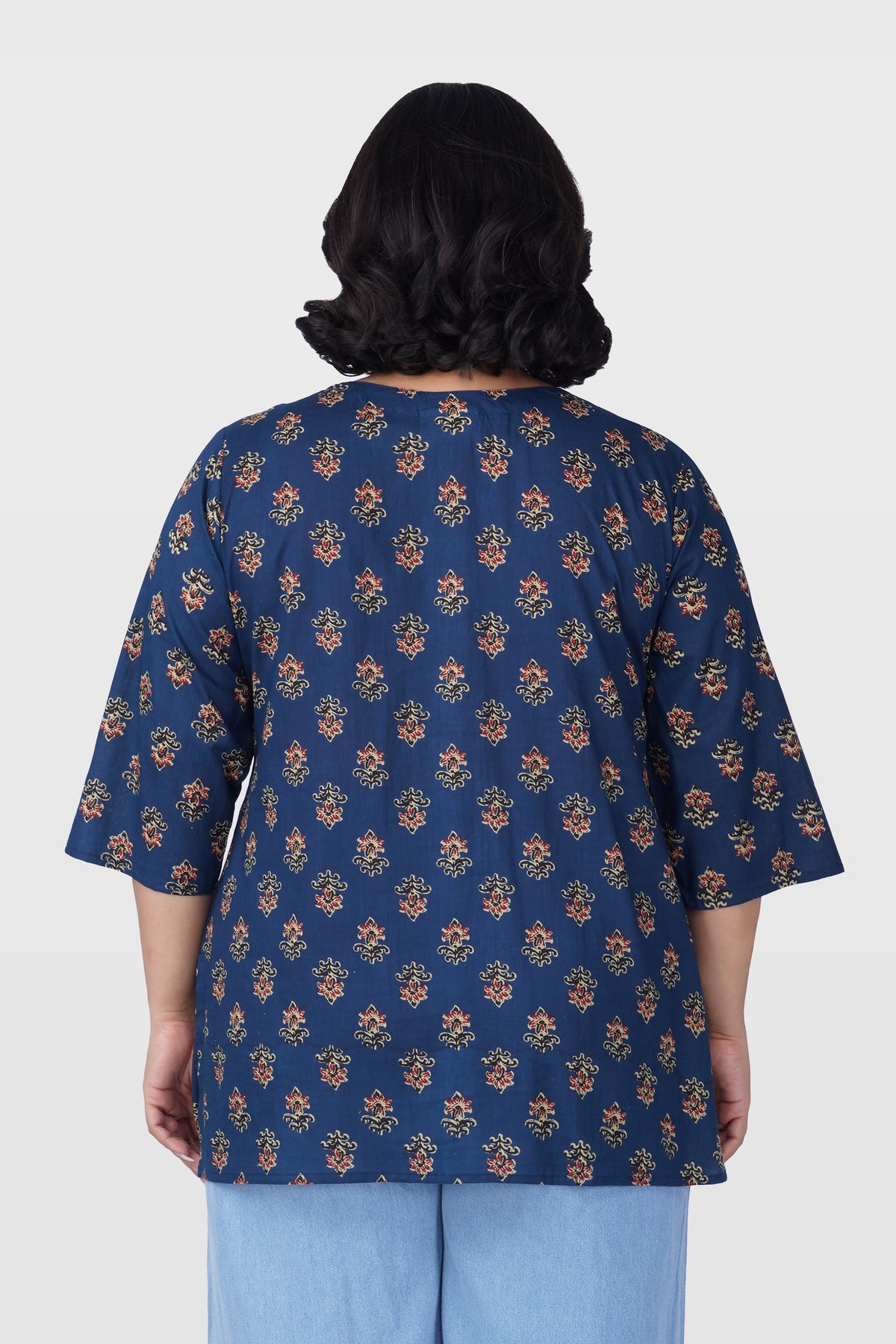 Dark Sapphire Plus Size Cotton Printed Kurti