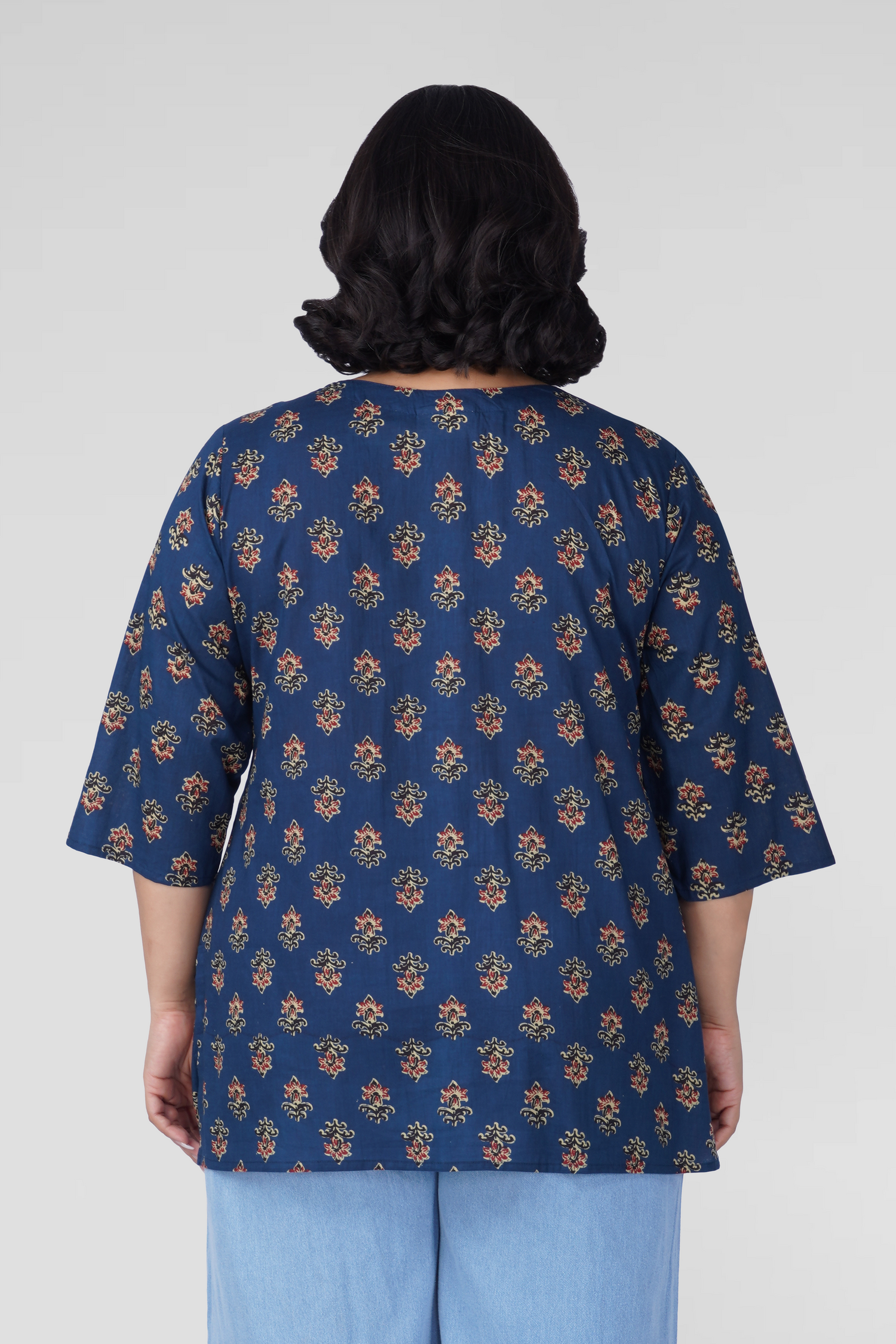 Dark Sapphire Plus Size Cotton Printed Kurti