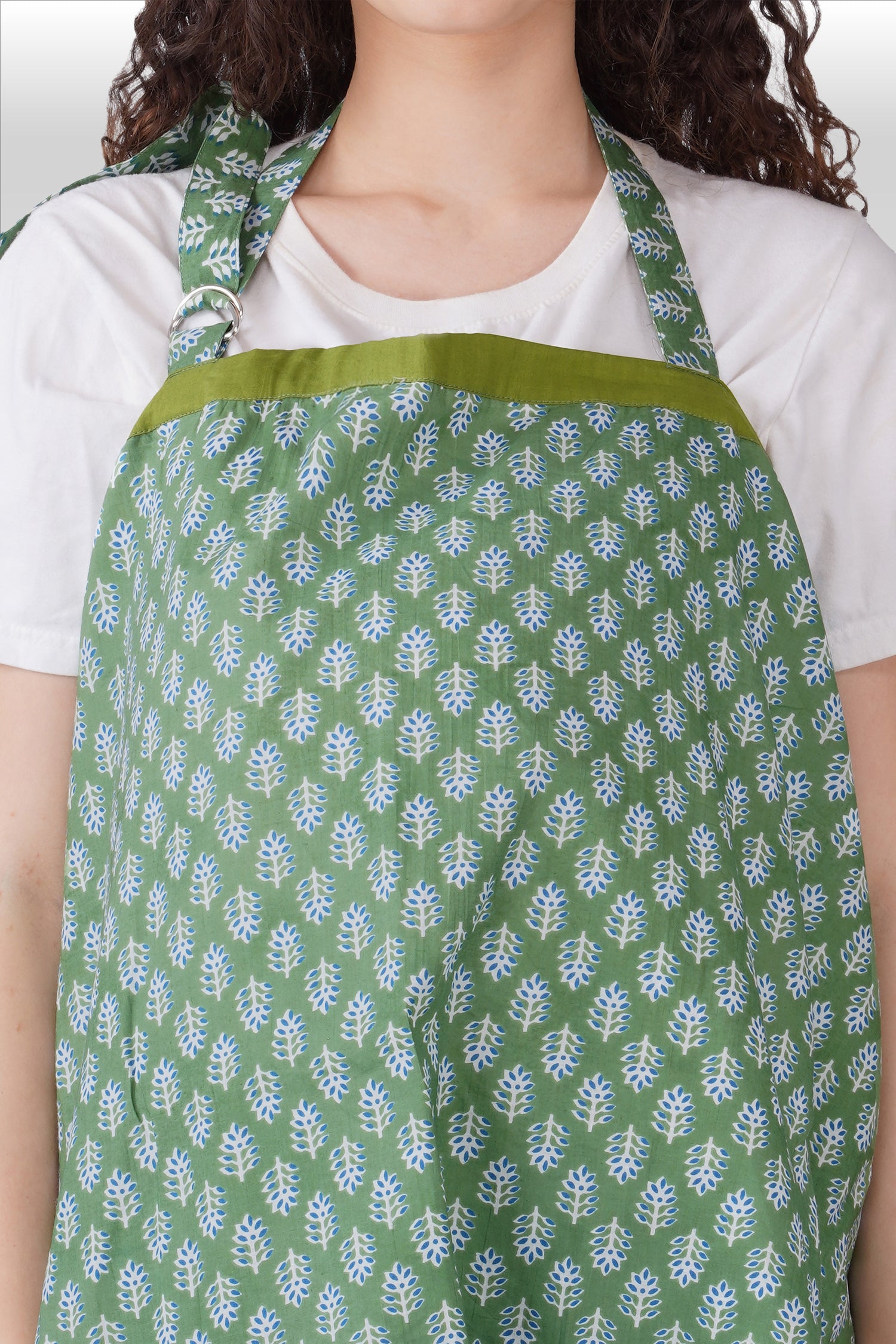 Dark Sea Green Cotton Printed Feeding Apron