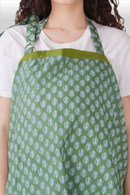 Dark Sea Green Cotton Printed Feeding Apron