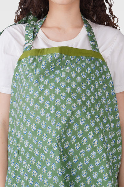 Dark Sea Green Cotton Printed Feeding Apron