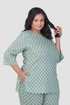 Dark Sea Green Plus Size Cotton Printed Pyjama Set