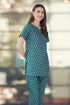 Dark Teal Cotton Printed Pyjama Set