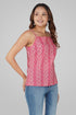 Deep Pink Cotton Printed Strap Top