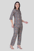 Deep Blue Cotton Printed Pyjama Set