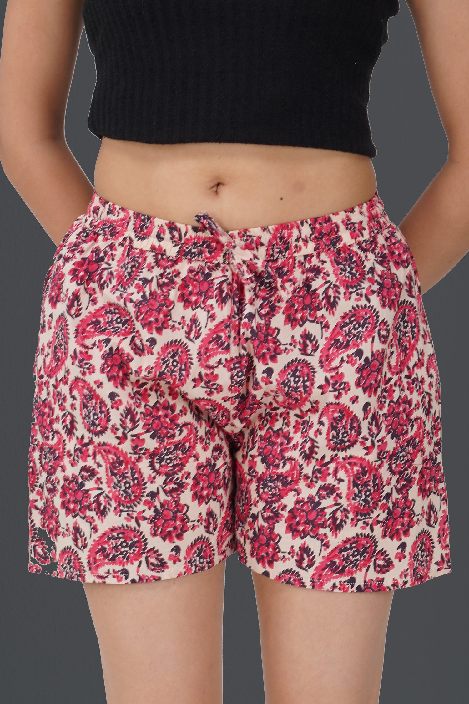 Deep Blush Cotton Printed Shorts