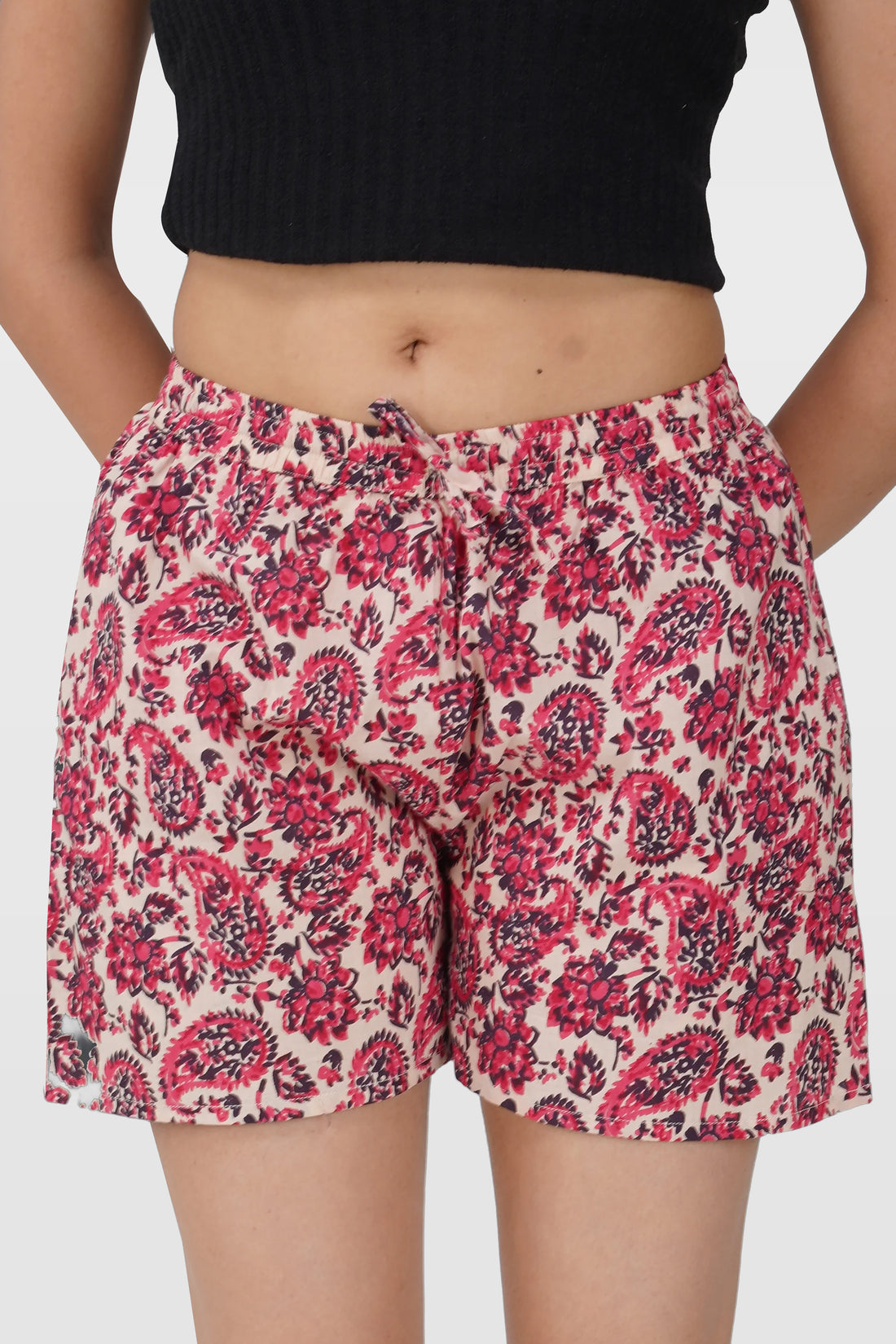 Deep Blush Cotton Printed Shorts