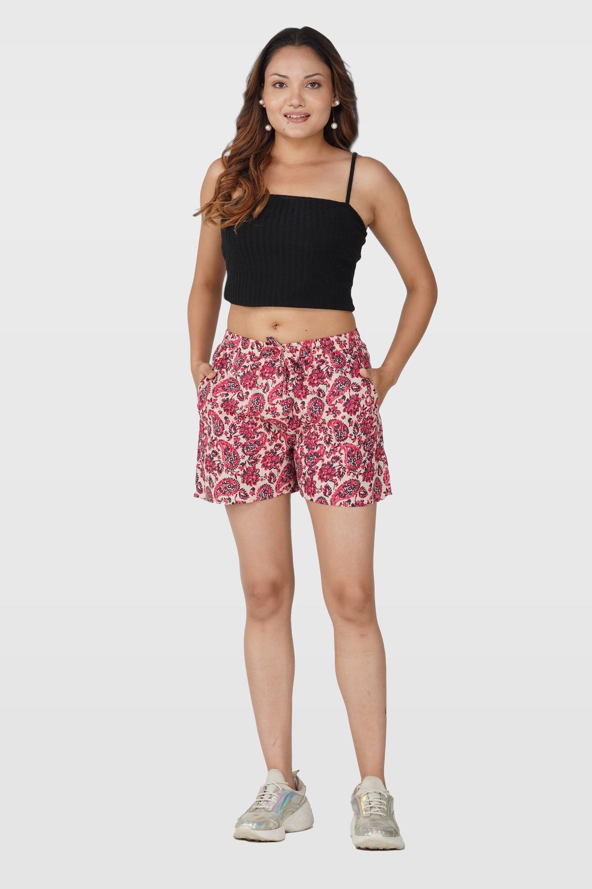 Deep Blush Cotton Printed Shorts