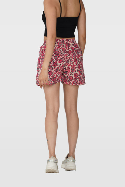Deep Blush Cotton Printed Shorts