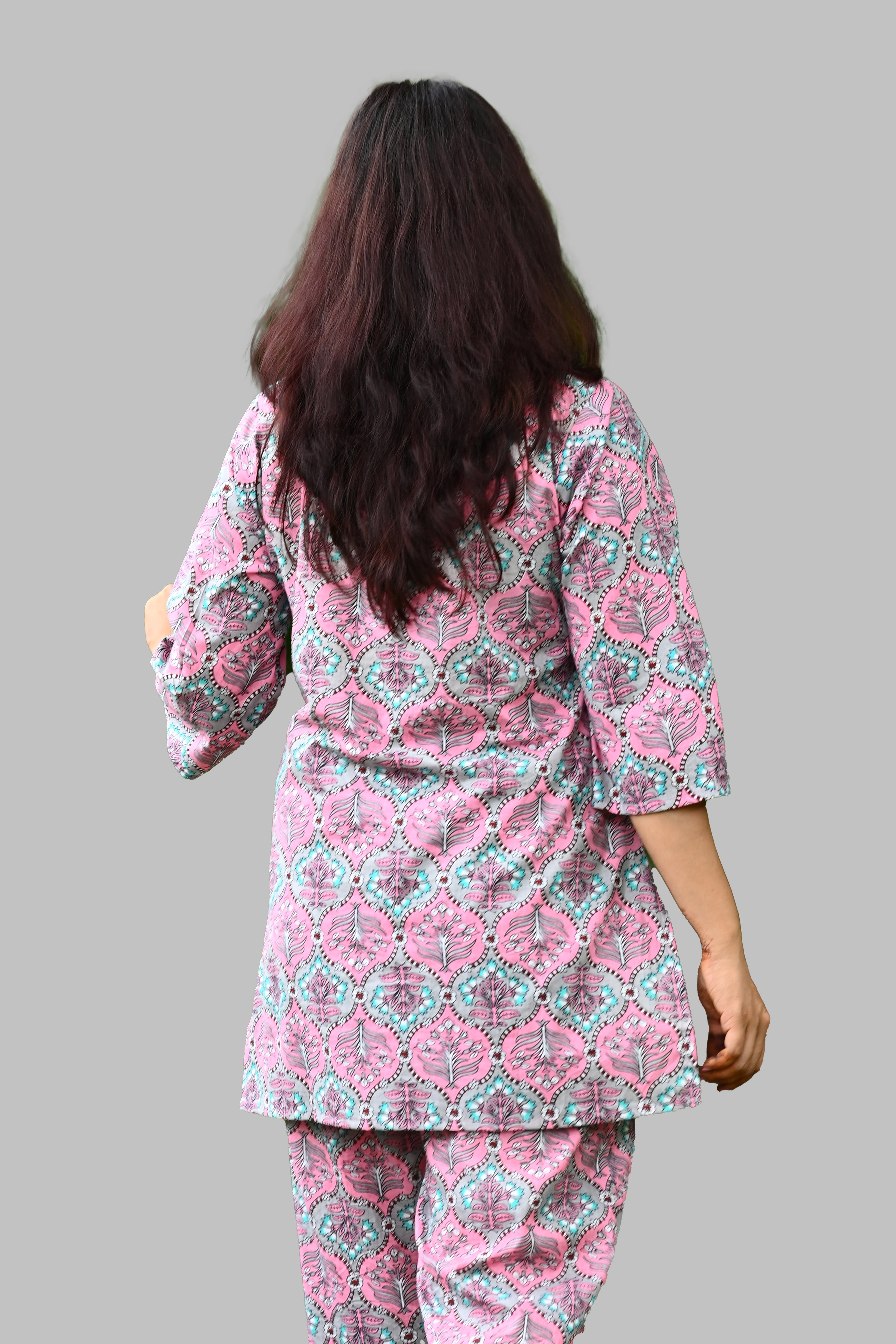 Dusty Pink Cotton Printed Pyjama Set