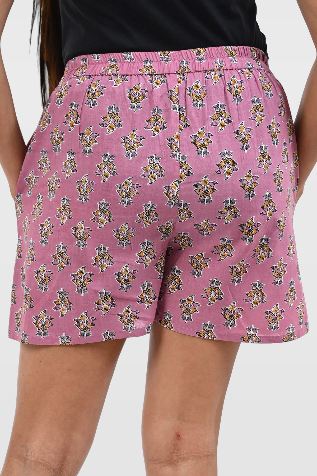 Dusty Lavender Cotton Printed Shorts