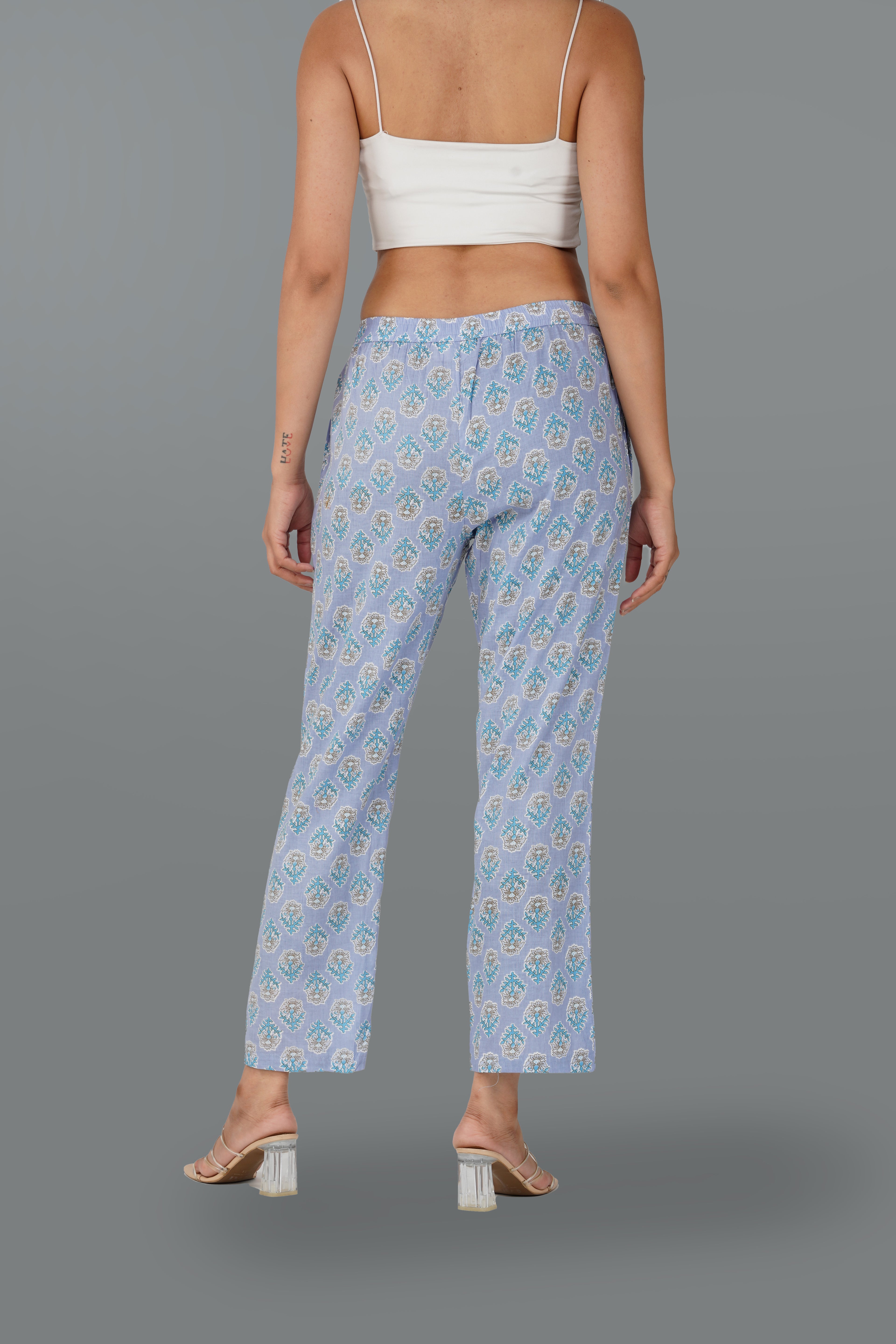 Echo Blue Cotton Printed Bottom