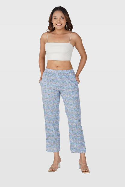 Echo Blue Cotton Printed Bottom