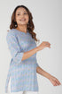 Echo Blue Cotton Printed Kurti