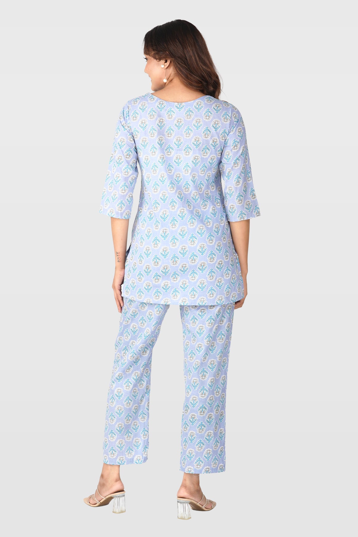 Echo Blue Cotton Printed Pyjama Set