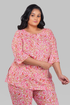 Flamingo Pink Plus Size Cotton Printed Pyjama Set