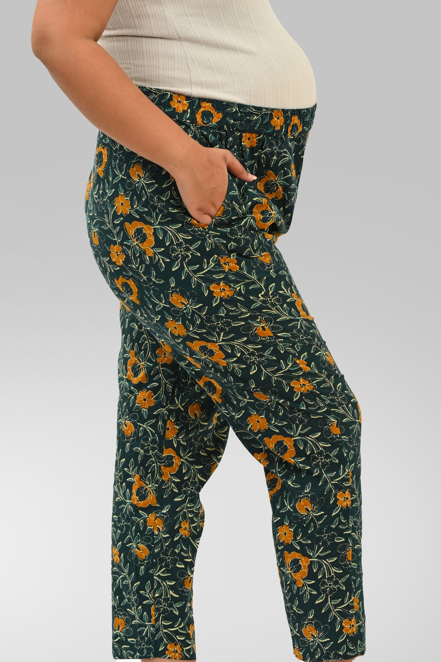 Floral Maternity and Feeding Kaftan Set in Green