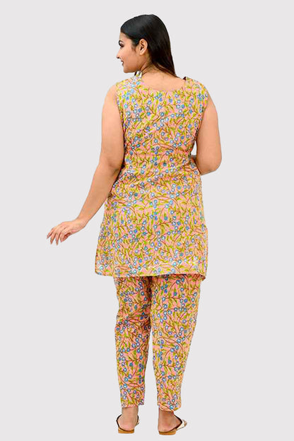 Floral Maternity and Feeding Kurta Set in Peach