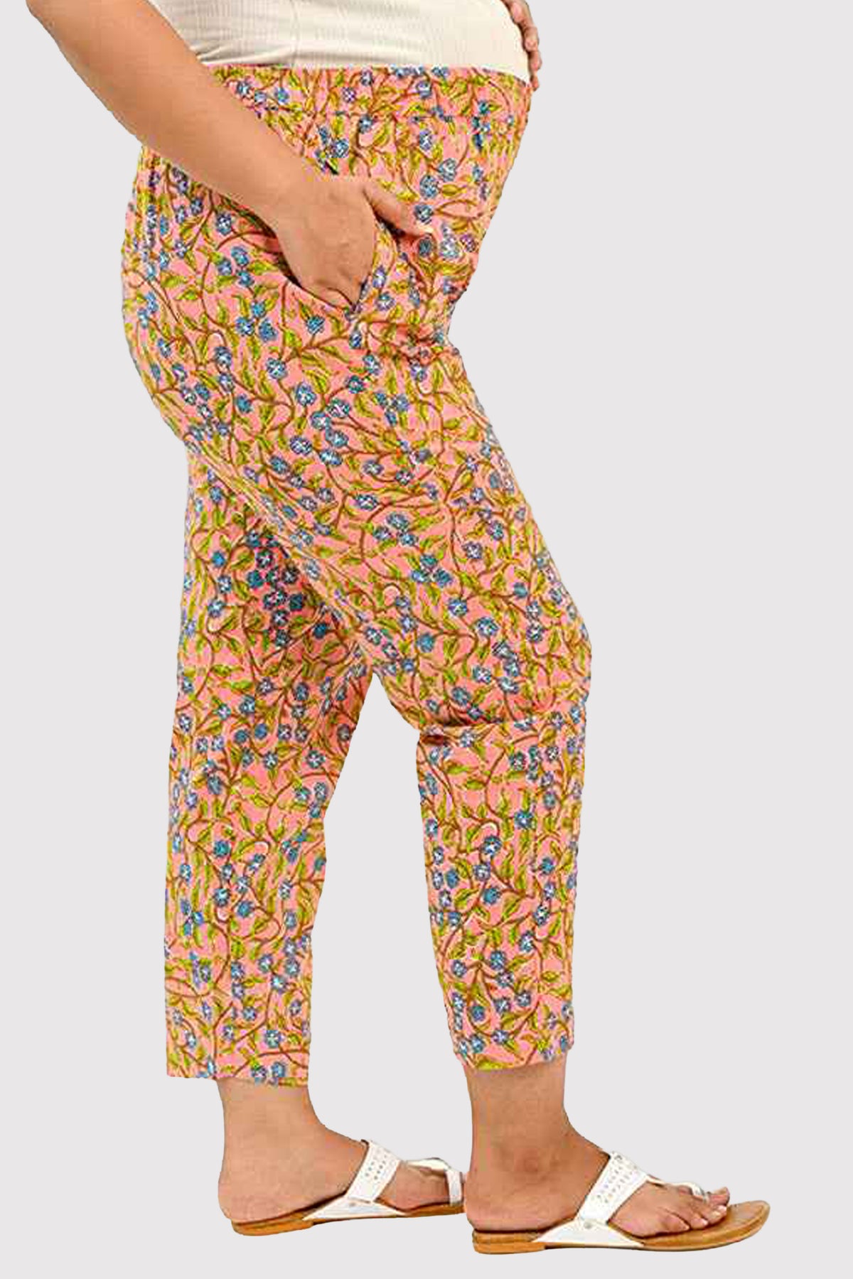 Floral Maternity and Feeding Kurta Set in Peach