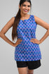 Fun Blue Cotton Printed Sleeveless Kurti