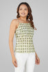 Green Cotton Printed Strap Top