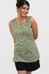 Green Floral Cotton Printed Sleeveless Kurti
