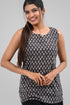 Grey Cotton Printed Sleeveless Kurti
