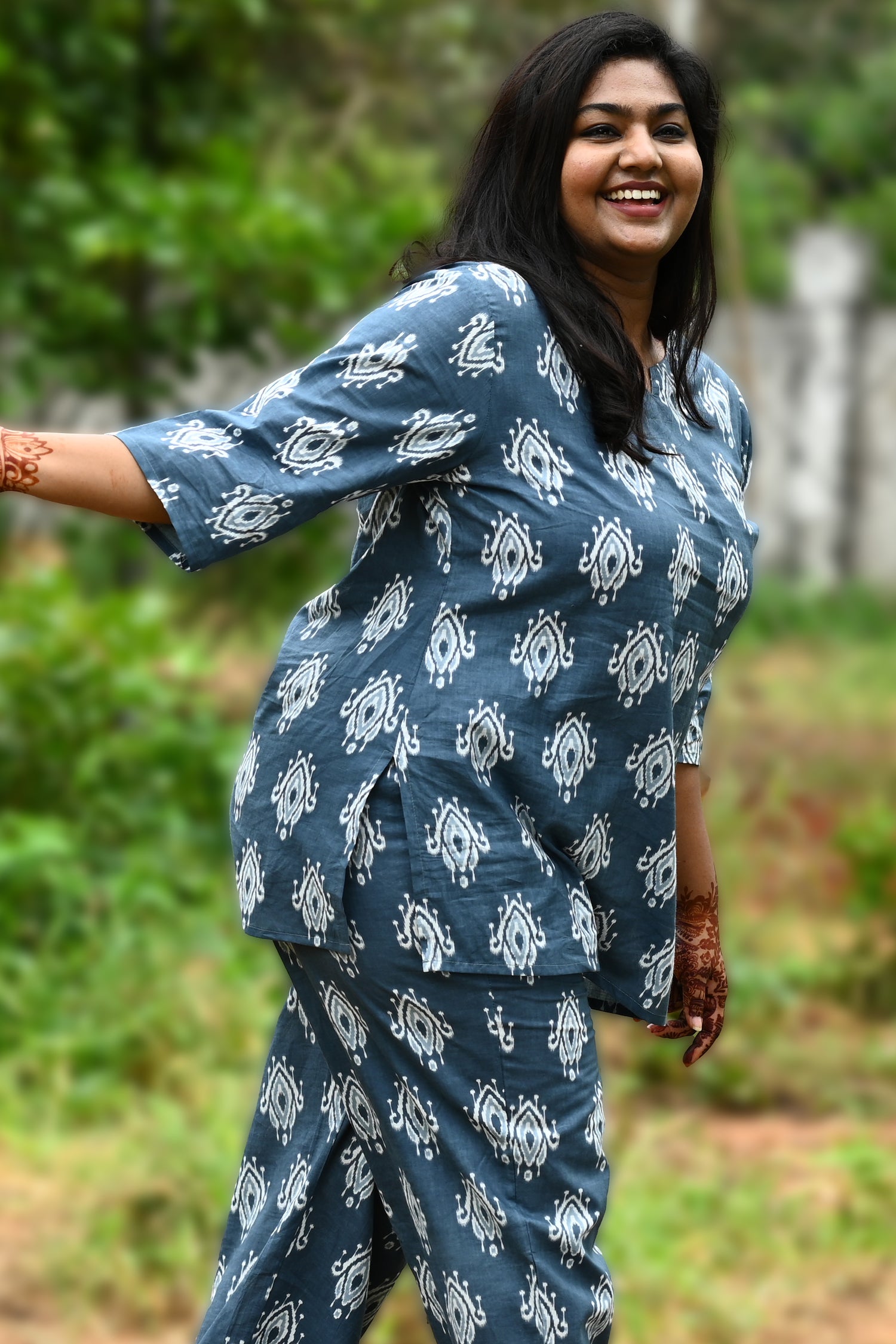 Grey Plus Size Cotton Printed Pyjama Set